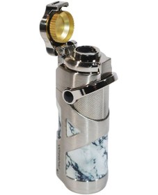 Resim Parmida Tek Torch Pürmüz Gümüş Mermer Desenli Metal Puro Çakmağı 