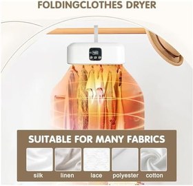 Resim Taşınabilir Çamaşır Kurutma Makinesi - Çift Modlu Hızlı Kıyafet Kurutma, Uzaktan Kumandalı, Zamanlayıcılı, Portatif Katlanabilir Kurutma Cihazı, Giysiler İçin Katlanabilir Elektrikli Kurutma Makinesi 