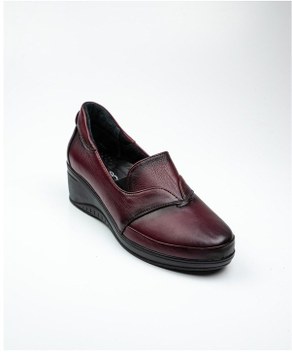 Scavia 410 Dolgu Topuk Bordo Deri Kadın Ayakkabı