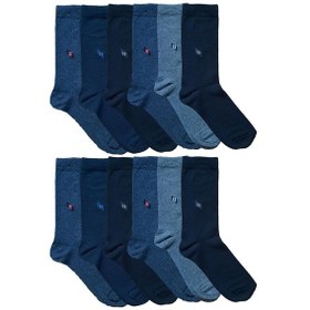 Resim Hepsine Rakip Ekonomik Erkek Uzun Soket Çorap Rejenere Pamuklu 12'li Paket - Standart Çok Renkli 