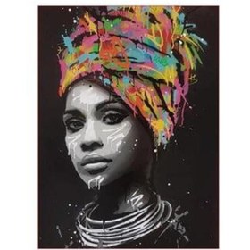 Resim wombhobby Siyah Beyaz Kadın Sayılarla Boyama Seti 80x100 Cm Çerçeveli (Kasnağa ) Gerili 