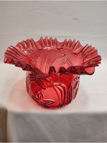 Resim KUĞULU Kıvırcık Avize Camı. Tam Kırmızı. (ALT ÇAP: 10.00CM).h:15,50cm. 