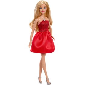 Resim Barbie 80.Yıl Kırmızı Elbiseli Bebek JGD25 