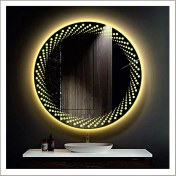 Resim Dnr-MirrorDnr-Mirror 80 cm Günışığı Ledli Tasarım Kumlamalı Banyo Aynası Makyaj Aynası Işıklı Ayna 