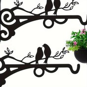 Resim 2 adet Siyah Metal Bitki & Fener Asma Kancaları - Çok Yönlü İç/Dış Mekan Bahçe Dekoru 