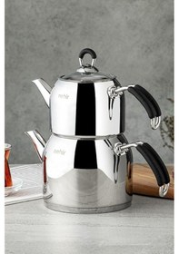 Resim Nehir 29006 Maxi Modern Çelik Çaydanlık Takımı Gri 