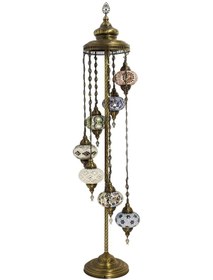 Resim Dekoratif Mozaik Lamba 7 li Lambader El Yapımı Köşe Lambası Renkli Avize v5 