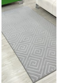 Resim Lüle Halı Delüx Kabartmalı Düz Renk Üstün Kalite De Kaymaz Tabanlı Yolluk Halı Gri 