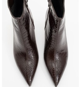 Resim Noya Kahverengi Baskı Sivri Burun Kadın İnce Topuklu Bot kahverengi 