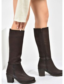 Resim Fox Shoes Kahverengi Kalın Topuklu Kadın Çizme C674250309 
