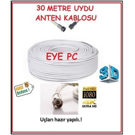 Resim 30 Metre Hazır Uçlu Çanak Anten Montaj Kablosu Tak Çalıştır 