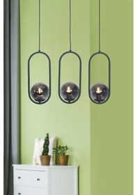 Resim Luzarana Zenga 3 Lü Antrasit Metal Gövde Füme Camlı Tasarım Lüx Sıral... Çok Renkli 