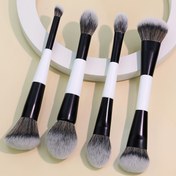 Resim 4 Parça Profesyonel Çift Uçlu Makyaj Fırçası Seti, Bevel&Taper Fondöten Fırçası Kontür Fırçası Allık Fırçası Pudra Fırçası Göz Farı Fırçası Kapatıcı Fırçası Aydınlatma Fırçası, Yumuşak Lifli Seyahat Seti, Kadınlar ve Kızlar İçin Hediye 