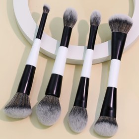 Resim 4 Parça Profesyonel Çift Uçlu Makyaj Fırçası Seti, Bevel&Taper Fondöten Fırçası Kontür Fırçası Allık Fırçası Pudra Fırçası Göz Farı Fırçası Kapatıcı Fırçası Aydınlatma Fırçası, Yumuşak Lifli Seyahat Seti, Kadınlar ve Kızlar İçin Hediye 