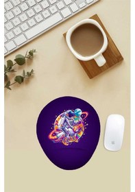 Resim Mutlu Astronot Desenli Bilek Destekli Mouse Pad Mousepad 