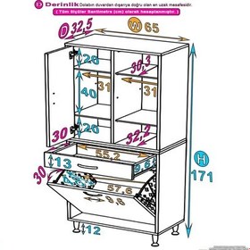Resim Eliusta Wall Beyaz Banyo Dolabı 65 Cm Tek Göz Bölmeli Sepet 65x171x32,5 Cm 4 Raflı Mutfak/banyo Dolabı Beyaz 