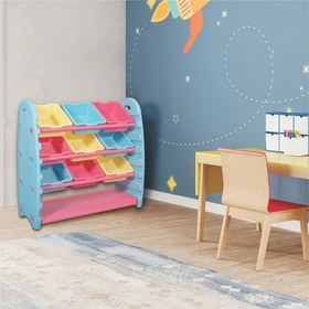 Resim 9’lu Oyuncak Saklama ve Düzenleme Rafı – Turkuaz 