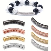 Resim 2 adet Işıltılı Renkli Temel Eğik Tüp Şanslar, DIY Bilezik ve Kolye Takı Yapımı için, Moda Bakır Alaşımlı, Takı Yapımı Malzemeleri|Şık Boncuk Şansı|Parlak Bitiş 