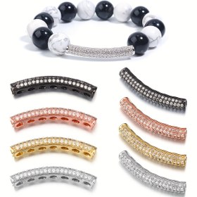 Resim 2 adet Işıltılı Renkli Temel Eğik Tüp Şanslar, DIY Bilezik ve Kolye Takı Yapımı için, Moda Bakır Alaşımlı, Takı Yapımı Malzemeleri|Şık Boncuk Şansı|Parlak Bitiş 