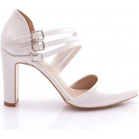 Resim Dgn 318 Kadin Kalin Topuklu Bileği Kemerli Topuklu Ayakkabi 318-2289-R1525 Sedef 