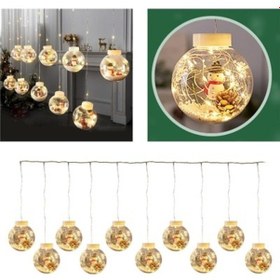 Resim Lijinxu Noel Ev Dekorasyonu Led Işık Çocuk Pencere Odası Perde 