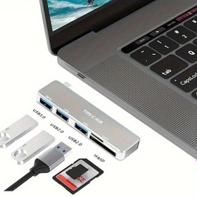 Resim WOWSSYO 5-in-1 Tip C Hub, Taşınabilir, USB 3.0, SD TF Kart Okuyucu, İyi Kalite ve Dayanıklı, USB C Hub, Dizüstü Bilgisayarlarla Uyumlu, Erkekler ve Kadınlar İçin, Güzel Küçük Hediye ile 