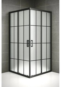 Resim Durul Duşakabin Kare Siyah Çizgi 5Mm Buzlu Siyah 