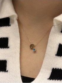 Resim Altın Nazar Boncuklu G Harfli Zincir Sarı 