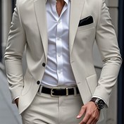 Resim Erkekler için Hafif Çift Düğmeli İş Casual Spor Ceketi - Düz Renkli Yaka, Normal Kesim Cepli, Ofis & Sosyal Etkinlikler İçin Her Mevsime Uygun Blazer, Fonksiyonel Cepler, Şık Tasarım, Yapılandırılmış Kumaş 