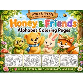Resim Honey & Friends Alphabet Coloring Pages A-Z Ingilizce Alfabe Boyama Aktivite Kitabı 
