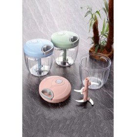 Resim Berdina Home Pratik Ipli El Rondosu 5 Çelik Bıçaklı Büyük Boy Sebze Meyve Et Soğan Doğrayıcı Blender Rende Mavi 