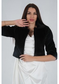 Resim Feminist Siyah Bebe Yaka Peluş Bolero 0105134.01 Siyah 