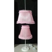 Resim Woodhub Şapkalı Pembe Fırfırlı Kız Çocuk Odası Bebek Odası Avize Abajur Seti 1 E27 Kumaş Pembe Pembe 