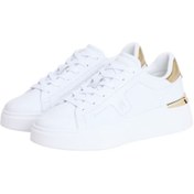 Resim Tommy Hilfiger Kadın Metalik Detaylı Platform Tabanlı Sneaker - Beyaz/Gold 