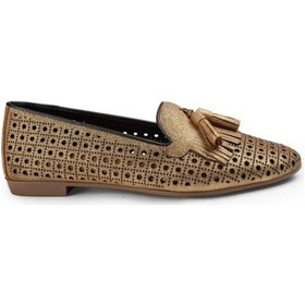 Resim Deery Hakiki Deri Altın Rengi Lazer Kesim Kadın Babet Altın (539921791) Altın 