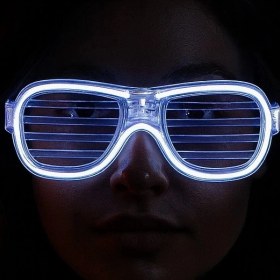 Resim MCM Group Beyaz LED Işıklı Parti Gözlüğü - Neon Glow Şerit Gözlük 3 Modlu 