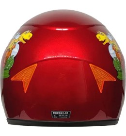 Resim Ebakbak Motosiklet ve Bisiklet Çocuk Kaskı Full Face Pp Material Abs Çocuk Kask Dino Kırmızı 