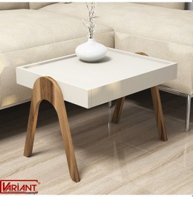 Resim Variant Roma Tepsi Zigon Sehpa Ceviz-Metalikinci(Ekru) 