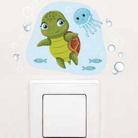 Resim Sevimli Kaplumbağalar Ve Deniz Canlıları 3'lü Priz Sticker Seti 