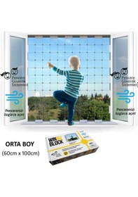 Resim ORTA BOY - WINBLOCK Çocuklar için Pencere Çelik Güvenlik Ağı - Ye 