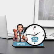 Resim Erkek KBB Doktoru Karikatürlü MDF Masa Saati 