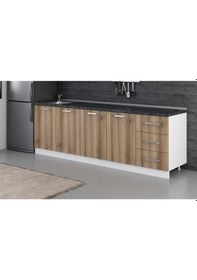 Resim Minar 250 Cm Mutfak Dolabı Beyaz Dore 250-D2-Alt Modül Beyaz 