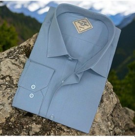 Resim Pamuklu Mavi Uzun Kollu Erkek Gömlek Slim Fit Kalıp -9793 Mavi 