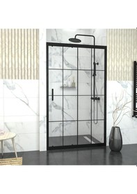 Resim Tekno Duş Black Capello 6mm Karolajlı Şeffaf Cam 1 Sabit 1 Sürgü İki Duvar Arası Duşakabin Şeffaf 