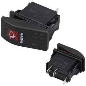 Resim Powermaster Silecek Sembollü Işıklı 3 Pinli On-off 12-24v Marin Switch 