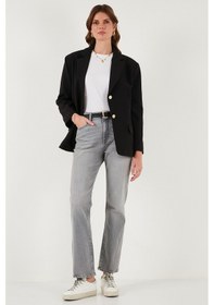 Resim Lela Regular Fit Yaka Düğmeli Blazer Bayan Ceket 6839562 Siyah 