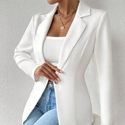 Resim Kadınlar için Hafif Bordo Günlük Blazer Ceket - Düz Renk Tek Düğmeli Uzun Kollu Yaka, Makinede Yıkanabilir Her Mevsim Kullanıma Uygun Ofis & Günlük Giyim İçin, İş Kıyafeti, Özel Kesimli, Dayanıklı Kumaş, Moda Tutkunları 