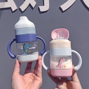 Resim 1 adet Sevimli Su Şişesi Pipet ve Kapaklı, Açık Hava Kampı için Sızdırmaz Anti-Düşme Su Bardağı, 220ml 