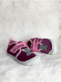 Resim Büşra Sultan Ayakkabı & Çanta Günlük Kız Çocuk Pembe Fil Panduf Ev Ayakkabısı Esnek Kaymaz Taban Cırtlı Kreş Anaokulu Ayakkabı 