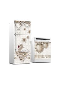 Resim Buzdolabı Ve Bulaşık Makinası Beyaz Eşya Sticker Kaplama Elmas Kuğu 